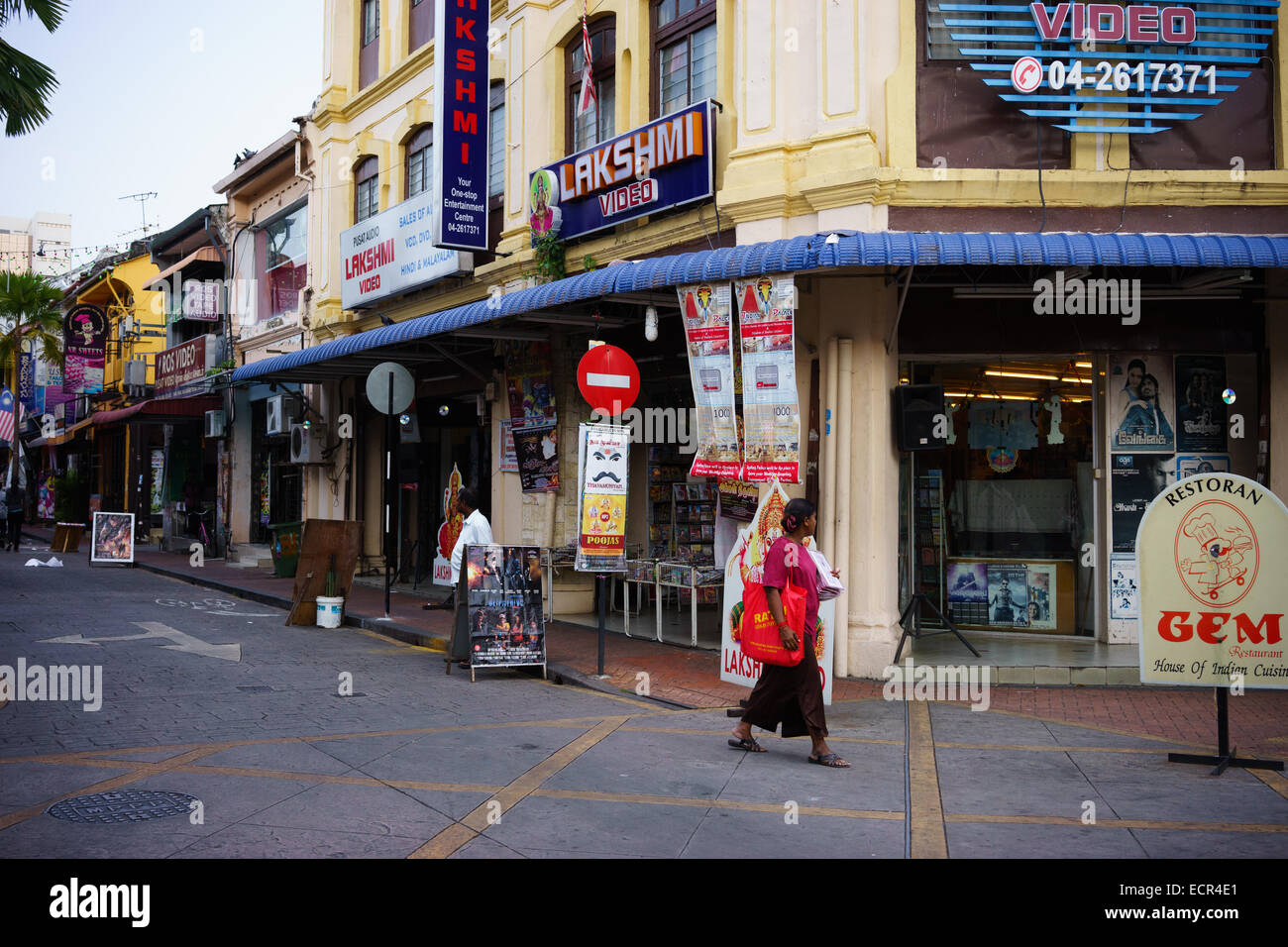 Little India Street Szene, George Town, Penang, Malaysia. Stockfoto