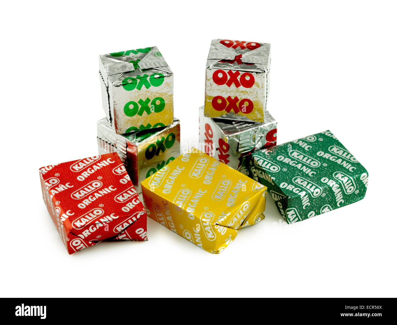 Würfel Hühnerbrühe Stockfoto