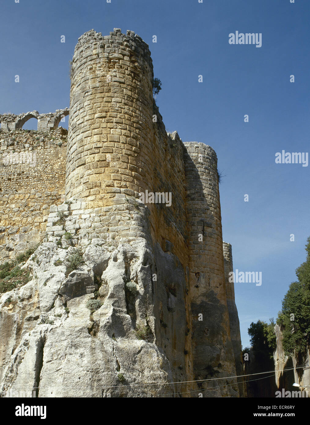 Syrien. Zitadelle von Salah Ed-Din oder Leonburg. In der Nähe von Al-Haffah. In der Nähe von Al-Haffah. In der Nähe von Osten. Foto vor dem syrischen Bürgerkrieg Stockfoto