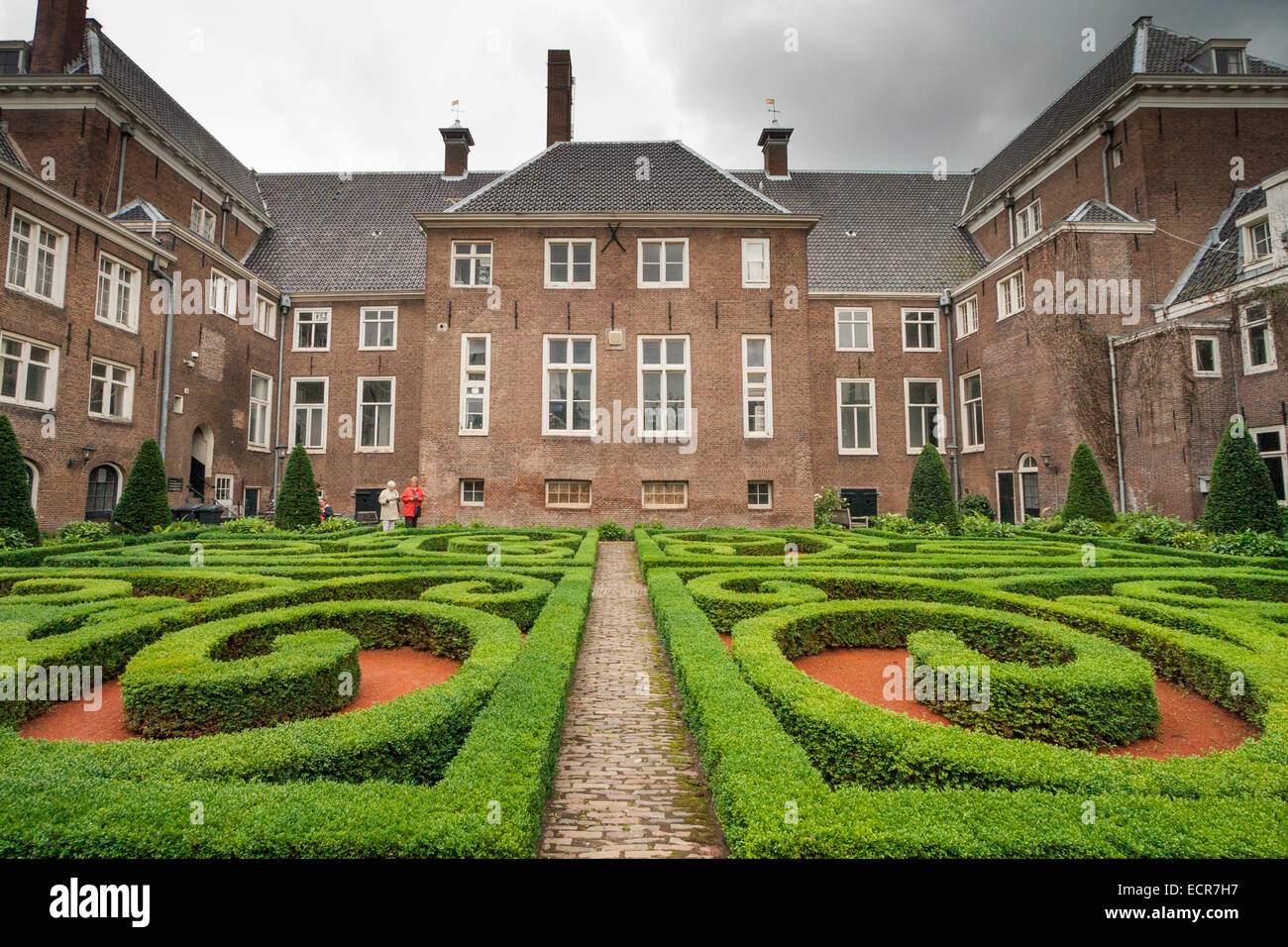 Der Garten von einem klassischen Grachtenhaus in amsterdam Stockfoto