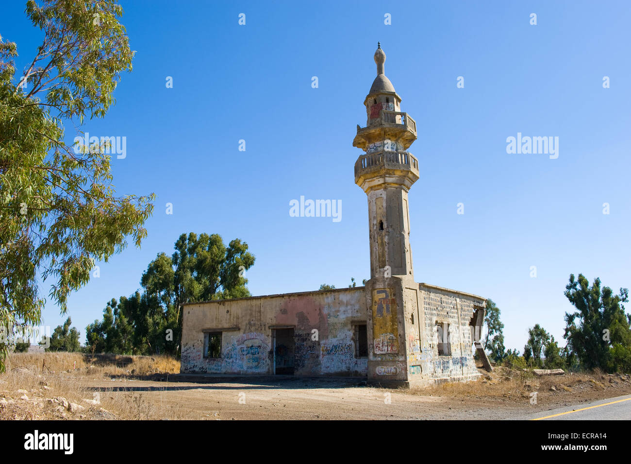 Reste einer Moschee im Jom-Kippur-Krieg auf den Golan-Höhen in Israel zerstört Stockfoto