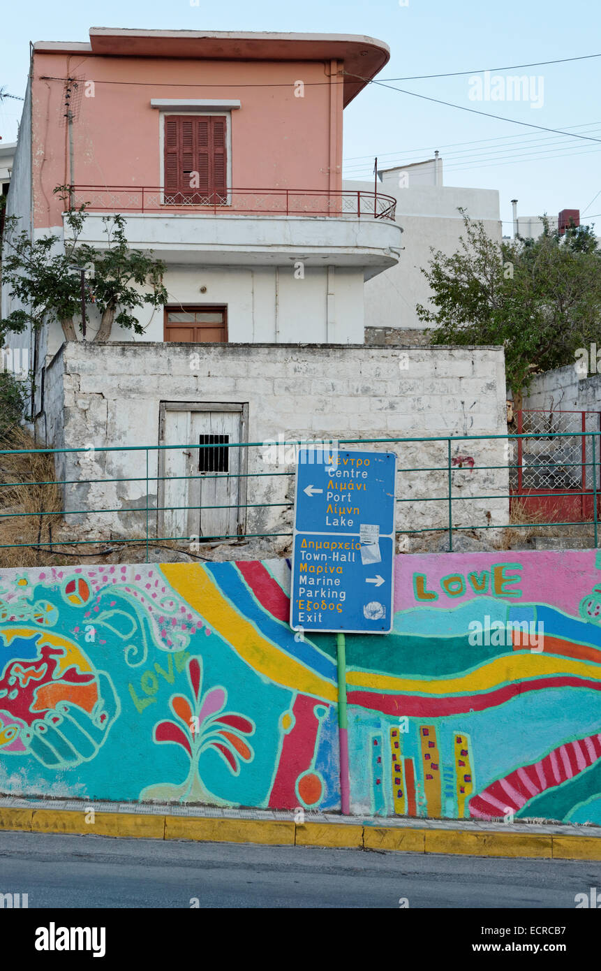 Graffiti in Agios Nikolaos, Kreta, Griechenland Stockfoto