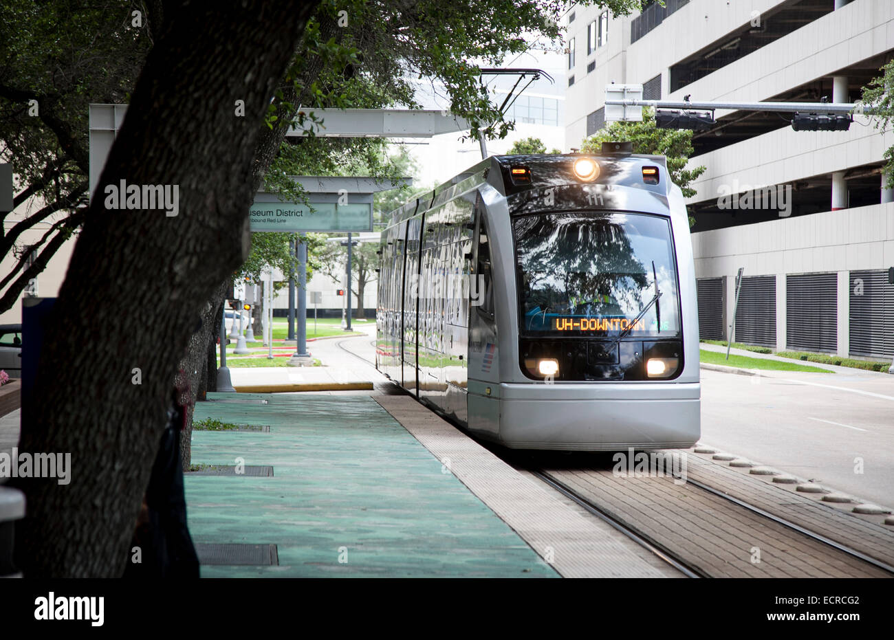 Museumsviertel Station des Houstons METROrail light-Rail Services, auf San Jacinto Straße. Stockfoto