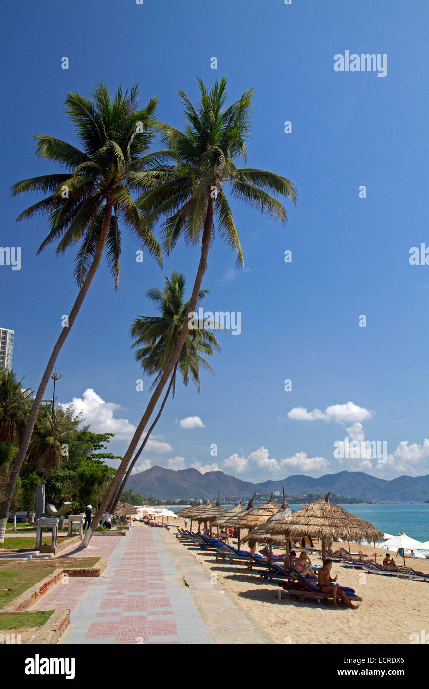 Strand-Szene in Nha Trang, Vietnam. Stockfoto