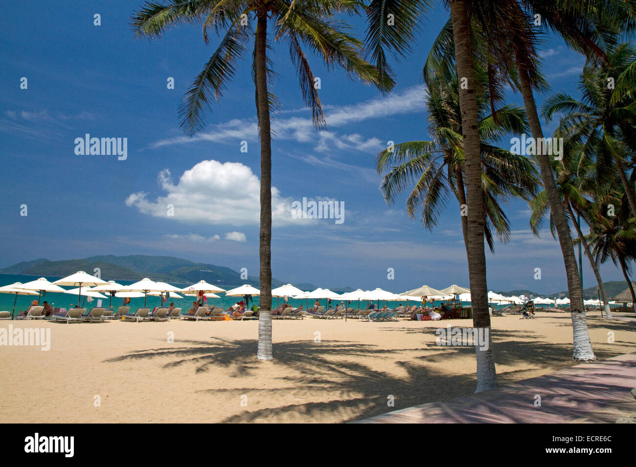 Strand-Szene in Nha Trang, Vietnam. Stockfoto