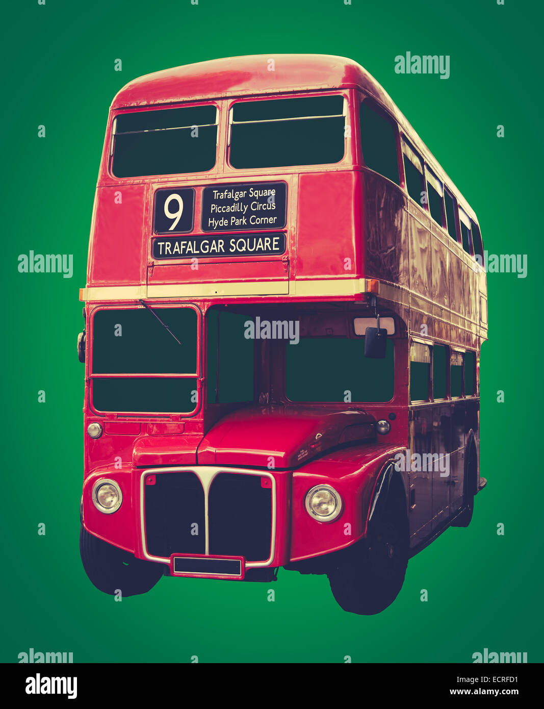 Vintage Red London Bus Stockfoto