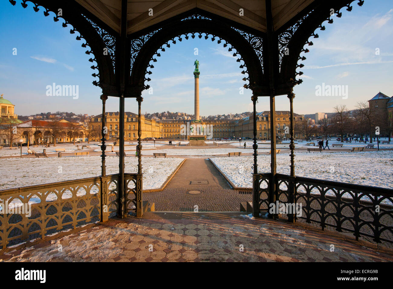 JUBILÄUMS-SPALTE, NEUES SCHLOSS, SCHLOSSPLATZ SQUARE, STUTTGART, BADEN-WÜRTTEMBERG, DEUTSCHLAND Stockfoto