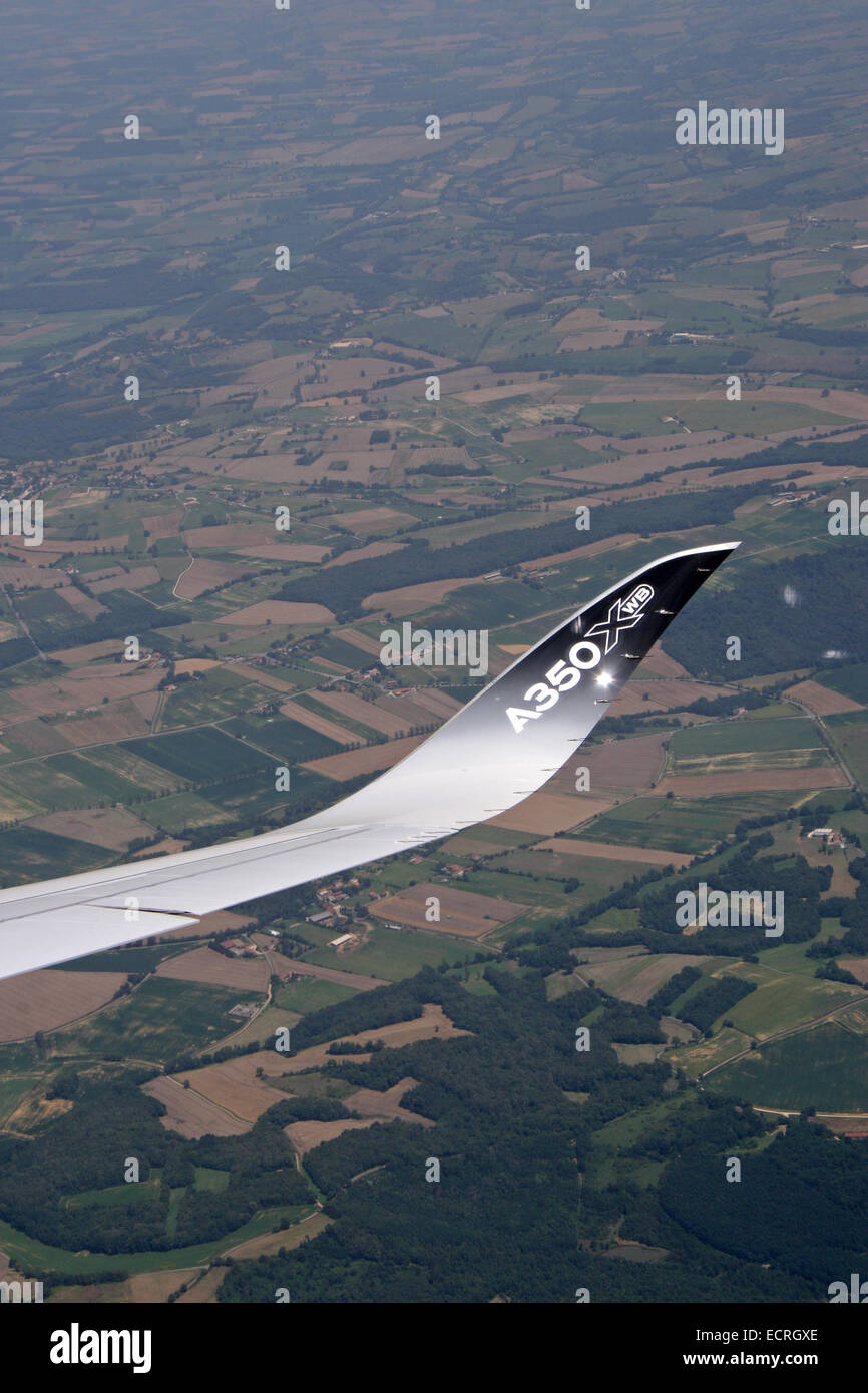 Die neuen Airbus A350 Flugzeuge bei einem Testflug. Stockfoto