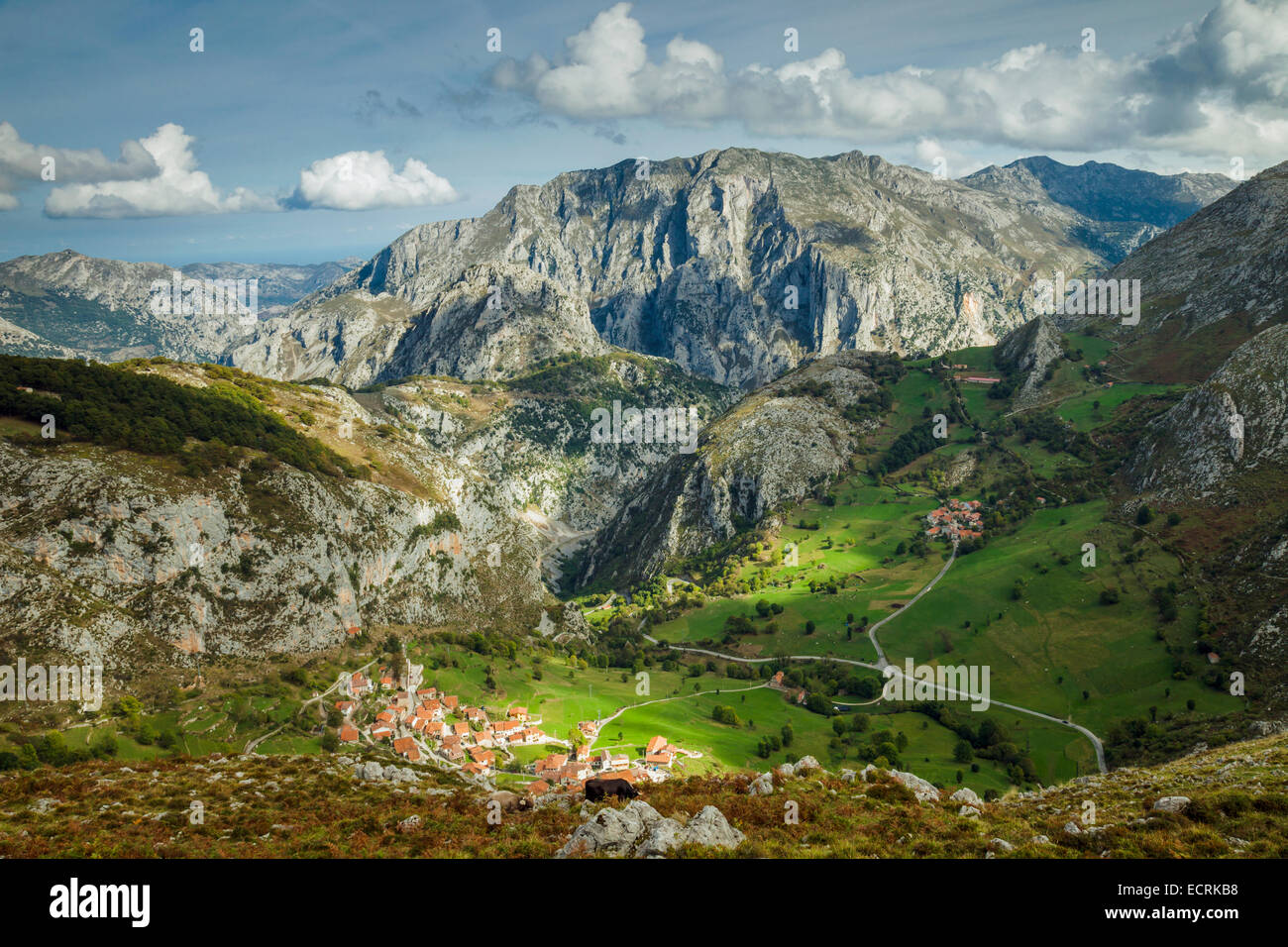 Picos de Europa National Park in der Nähe des Dorfes Beges, Kantabrien, Spanien. Ándara (östliche massiv). Stockfoto