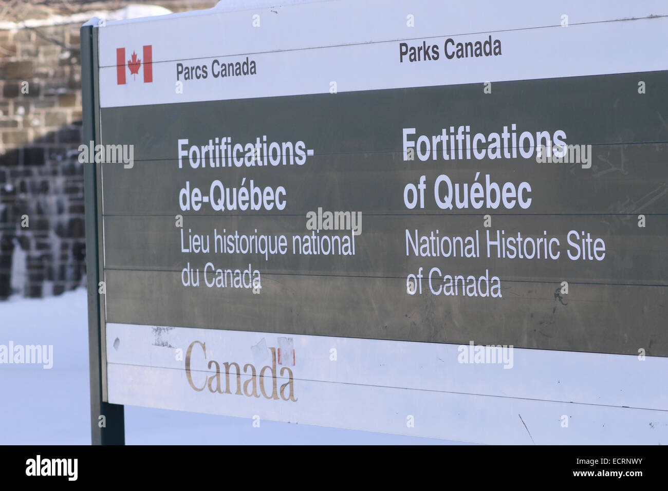 Die Befestigungsanlagen von Quebec zu unterzeichnen. Stockfoto