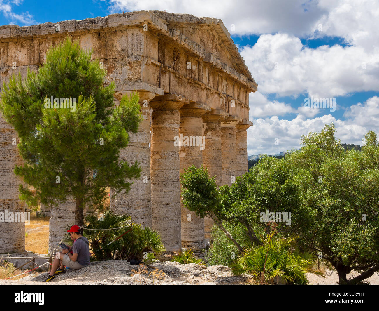 Italien Sizilien Catafalmi Tempelanlage der Elymer von Segesta Stockfoto