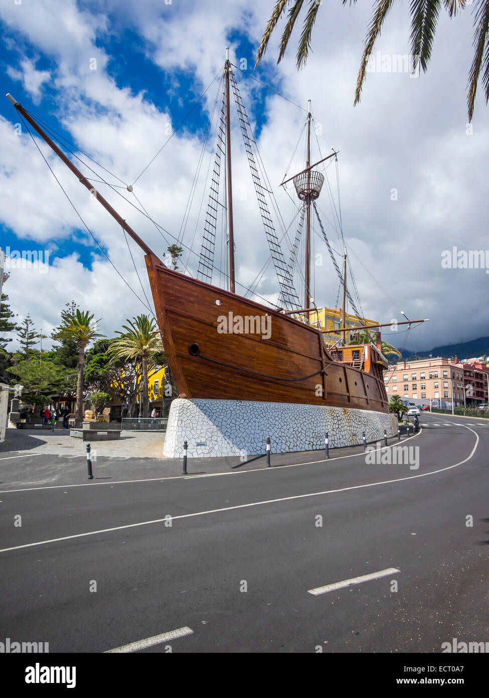 Spanien Kanaren La Palma Santa Cruz De La Plama Replika der Schiff Santa Maria von Columbus Stockfoto