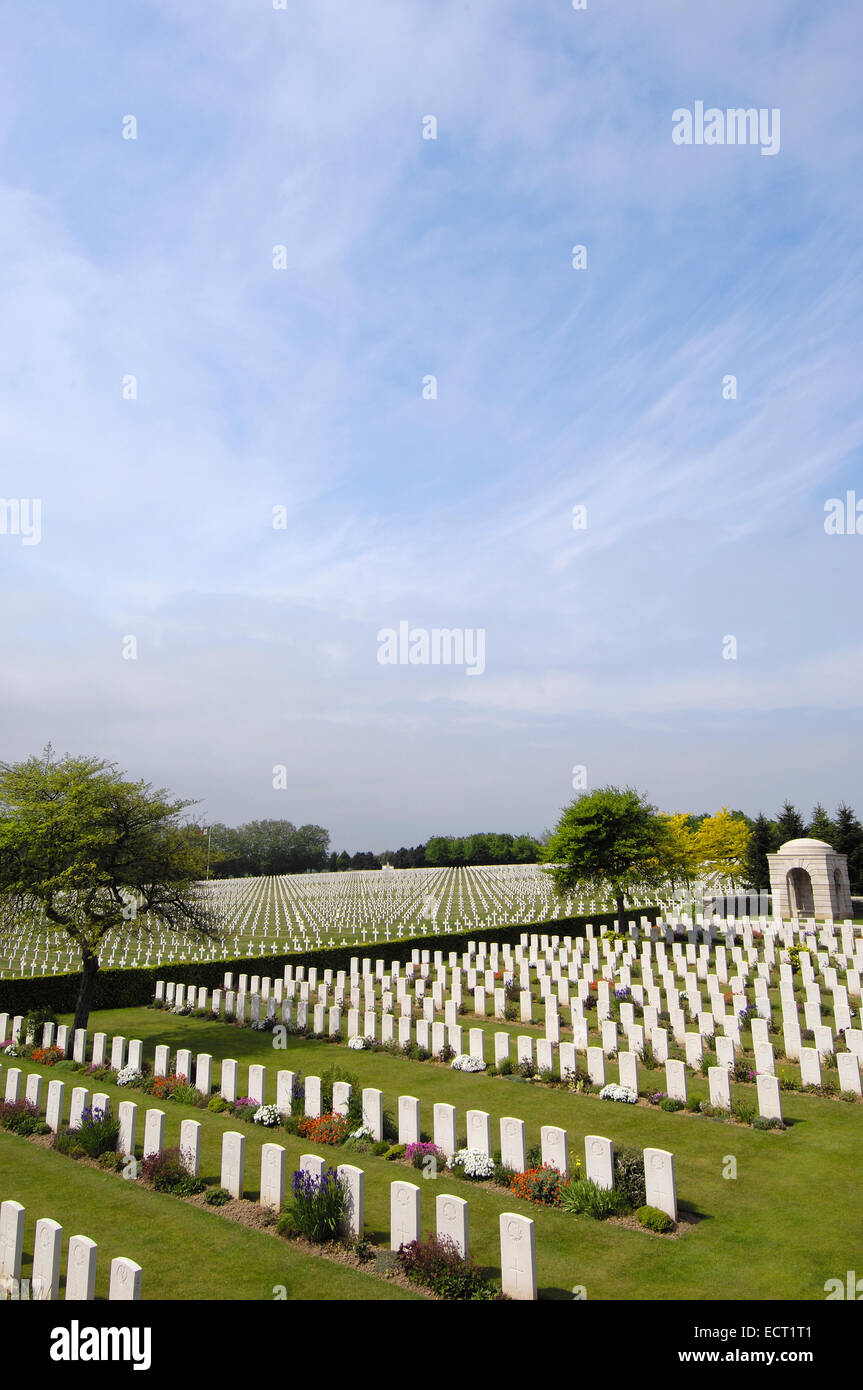 La Targette British ersten Weltkrieg Friedhof, Pas-de-Calais, Somme Valley, Frankreich, Europa Stockfoto