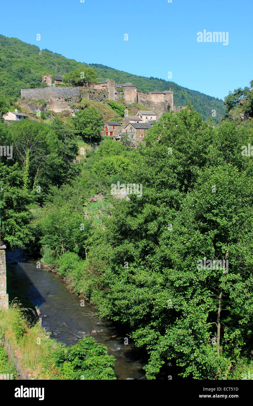 Das Dorf der Brousse le Chateau, Aveyron, 12, Midi-Pyrénées, Frankreich Stockfoto