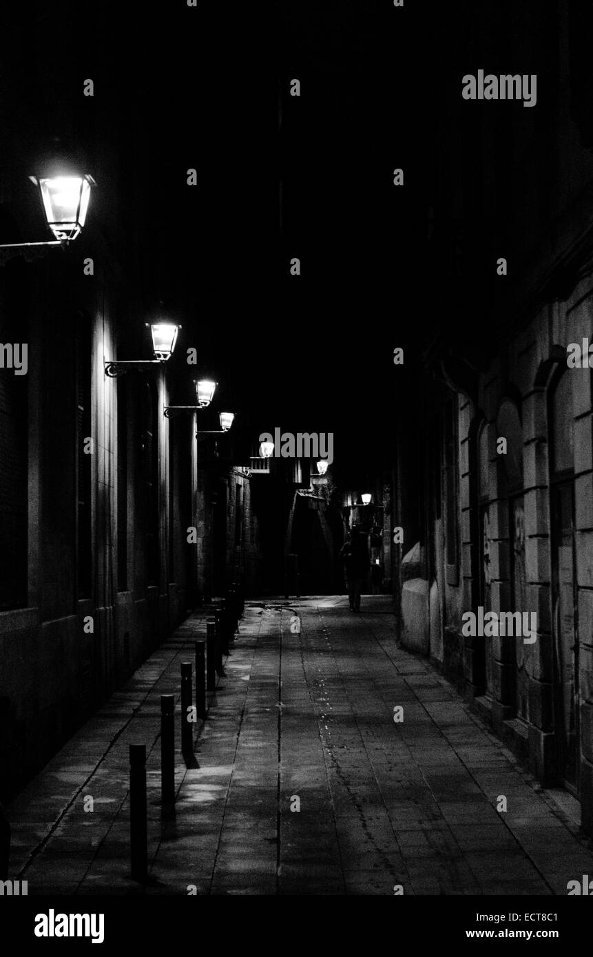 Barcelona bei Nacht Stockfoto