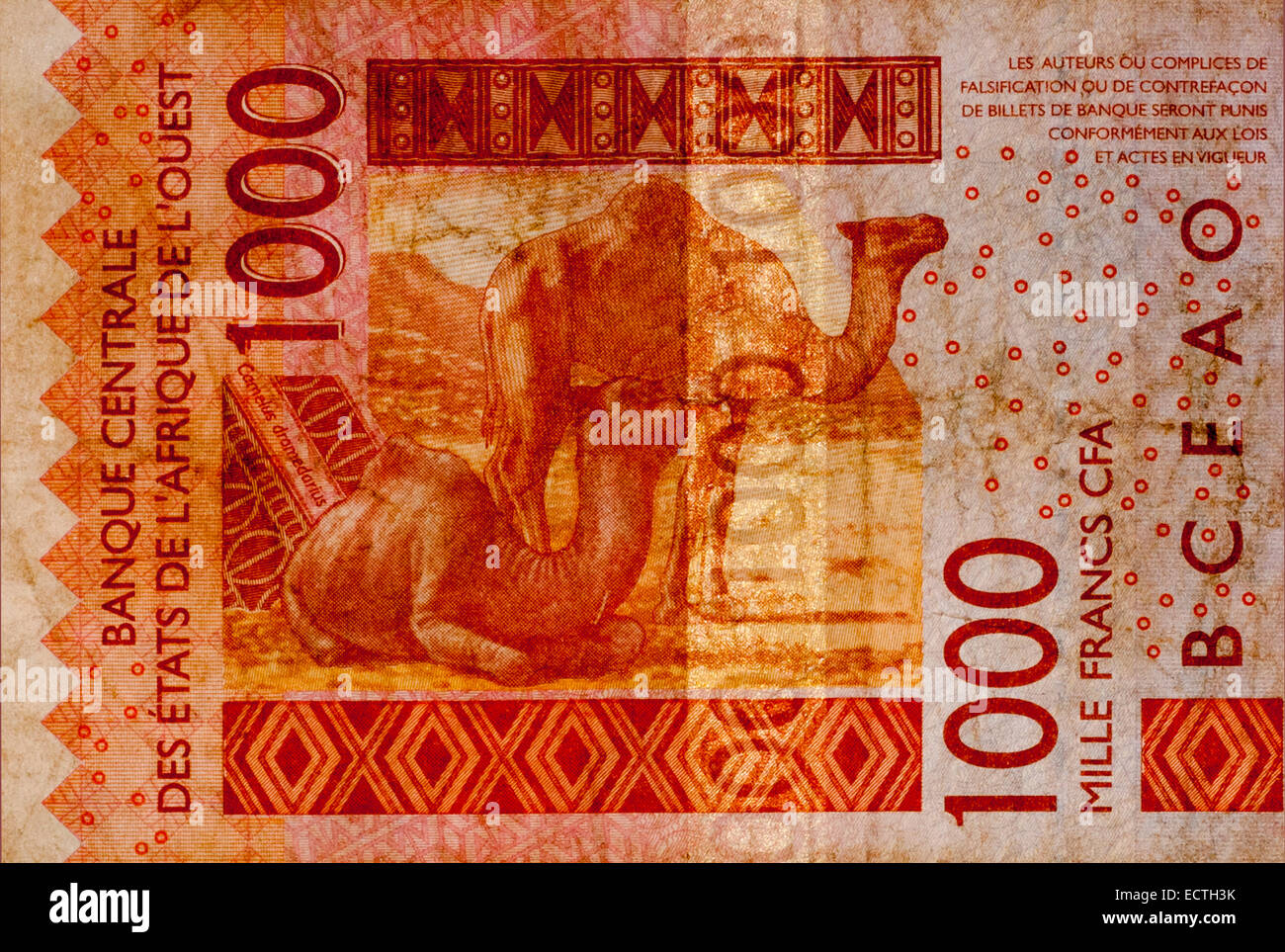 Côte d ' Ivoire 1000 ein tausend Franken Banknote Côte d ' Ivoire Stockfoto