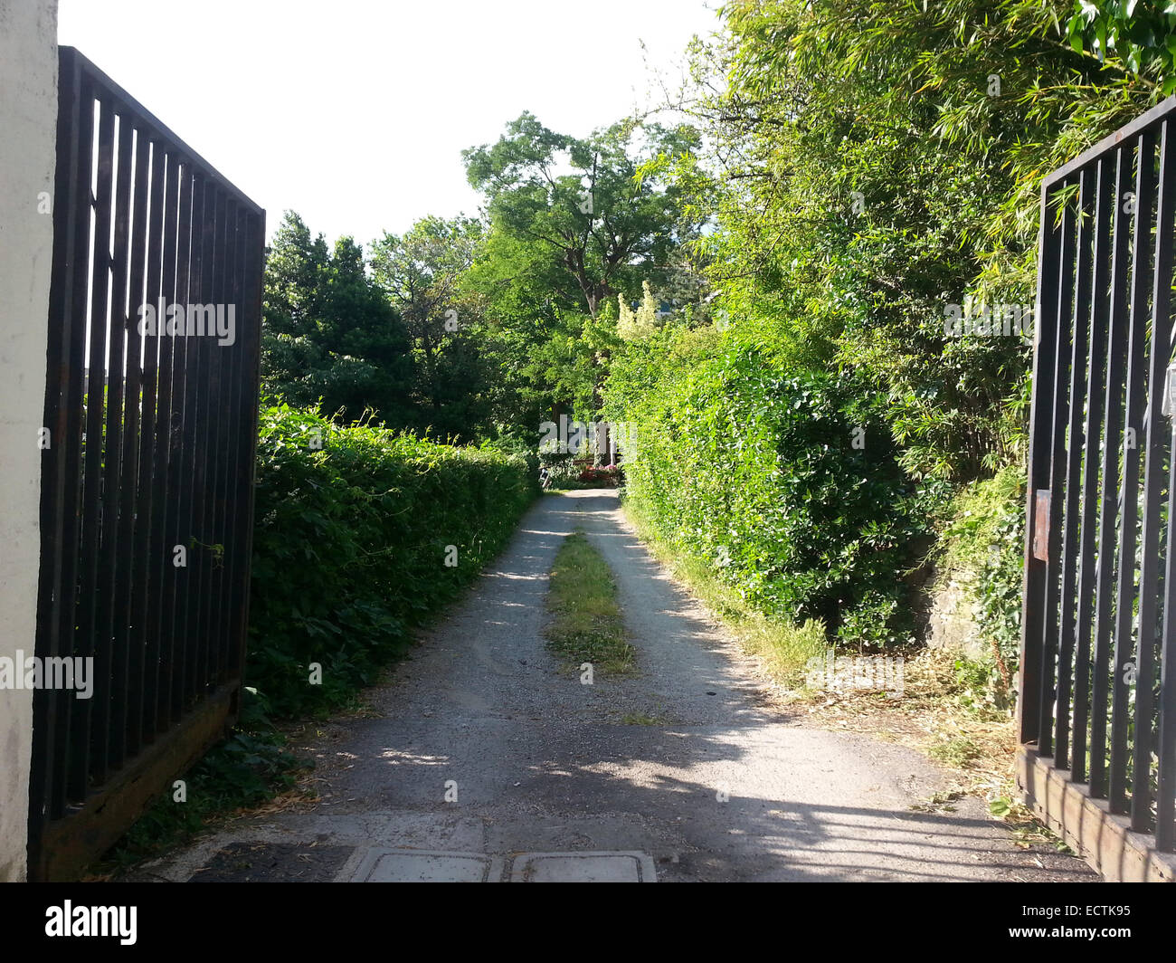 Ein schöner Garten und seine hübsche Allee an der Peripherie von Triest, Italien Stockfoto