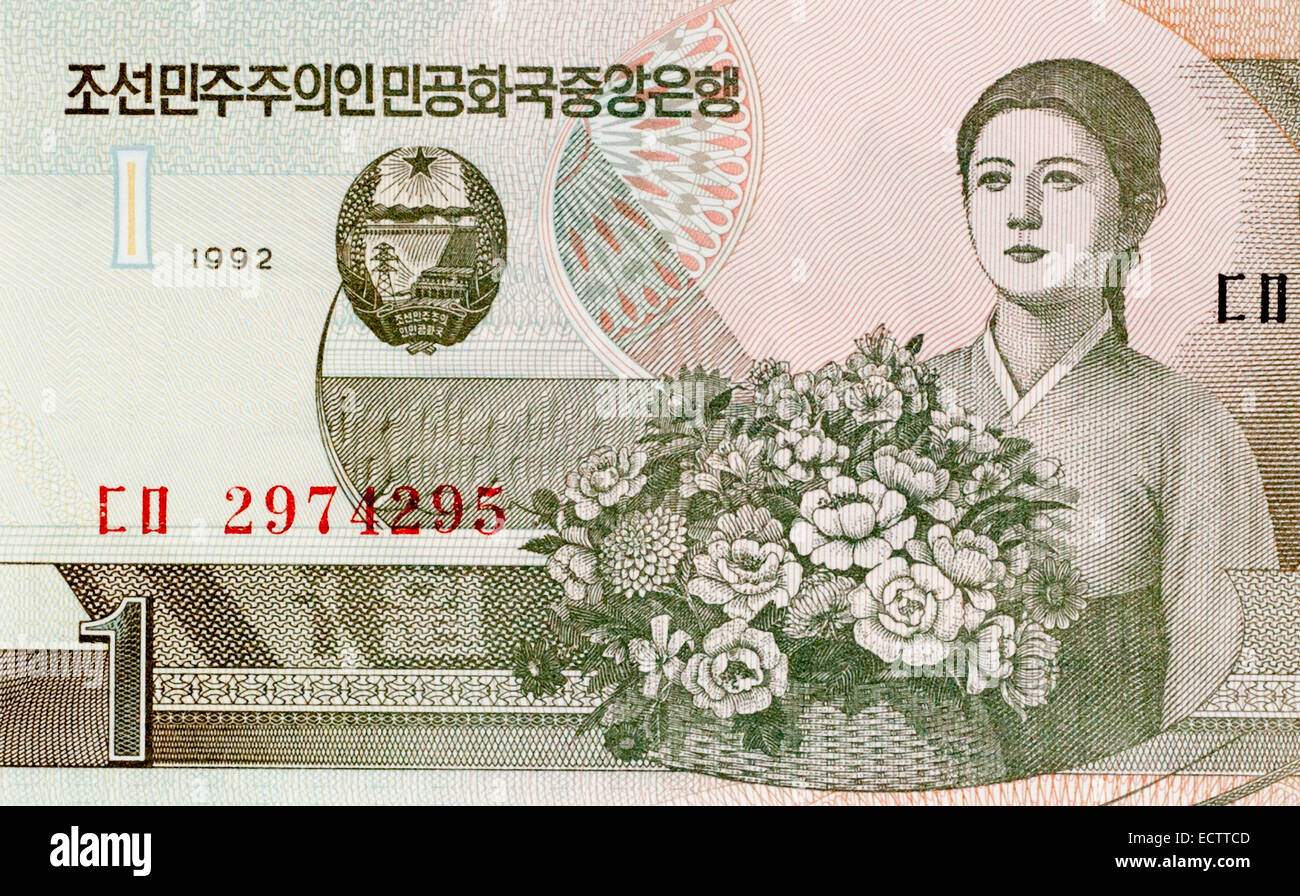 Nordkorea 1 One WonBanknote Stockfotografie Alamy