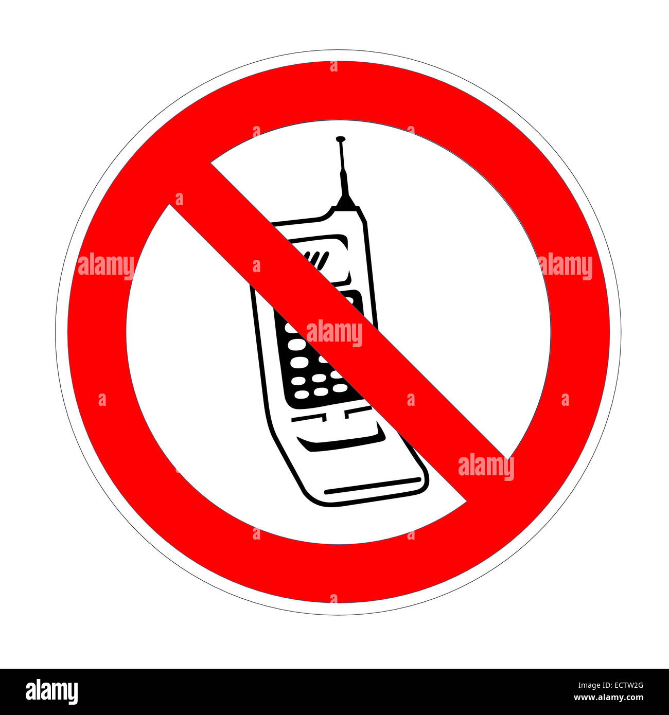 Kein Freizeichen Bei Ausgehenden Anrufen Festnetz Kein Telefon erlaubt Zeichen auf weißem Hintergrund Stockfotografie - Alamy