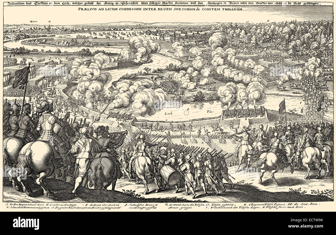 Battle of Rain, Dreißigjährigen Krieg, 1632, Deutschland, Europa, sterben Schlacht Bei Rain am Lech, 1632 Dreißigjähriger Krieg, Deuts Stockfoto