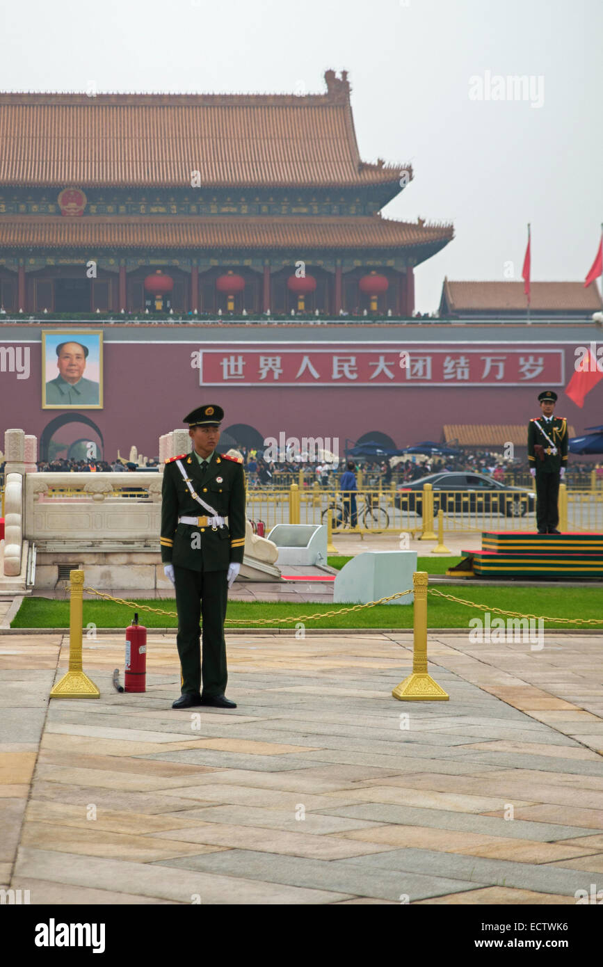 Verbotene Stadt, Platz des himmlischen Friedens während Feiertag, Peking, China Stockfoto