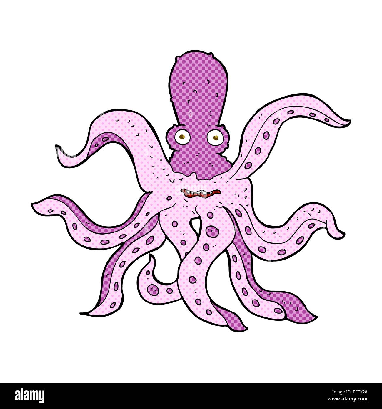 Retro Comic Buch Style Cartoon Riesenkraken Stock Vektor