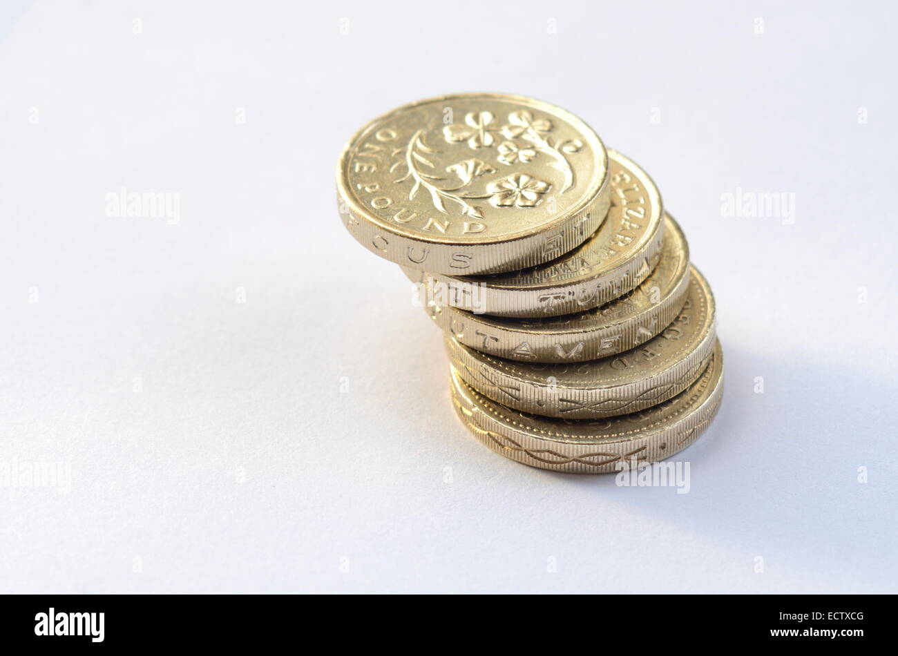 Britische Pfund-Münzen Geld Stockfoto