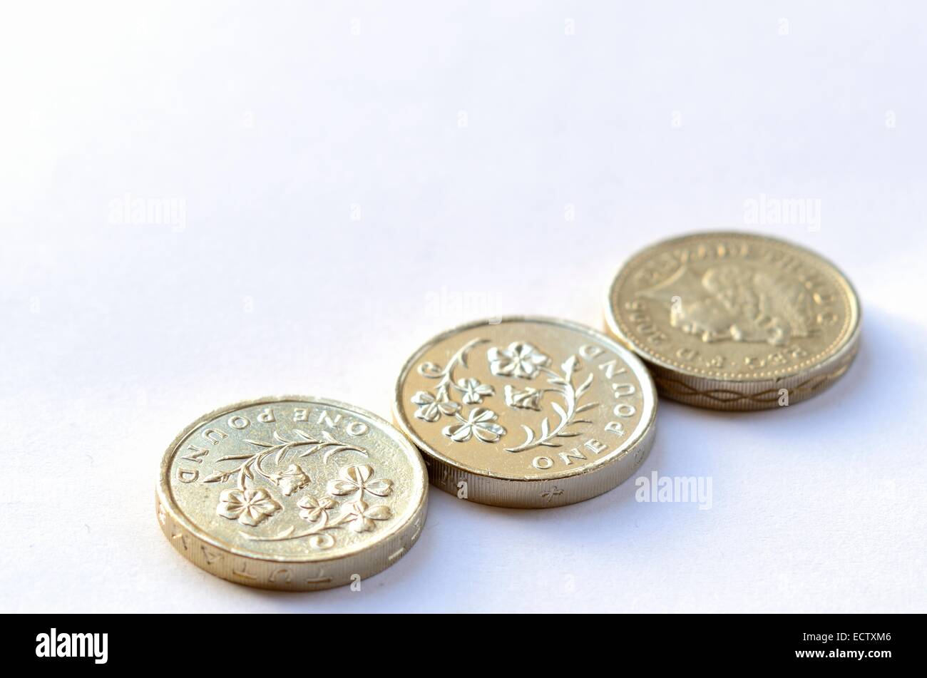 Britische Pfund-Münzen Geld Stockfoto