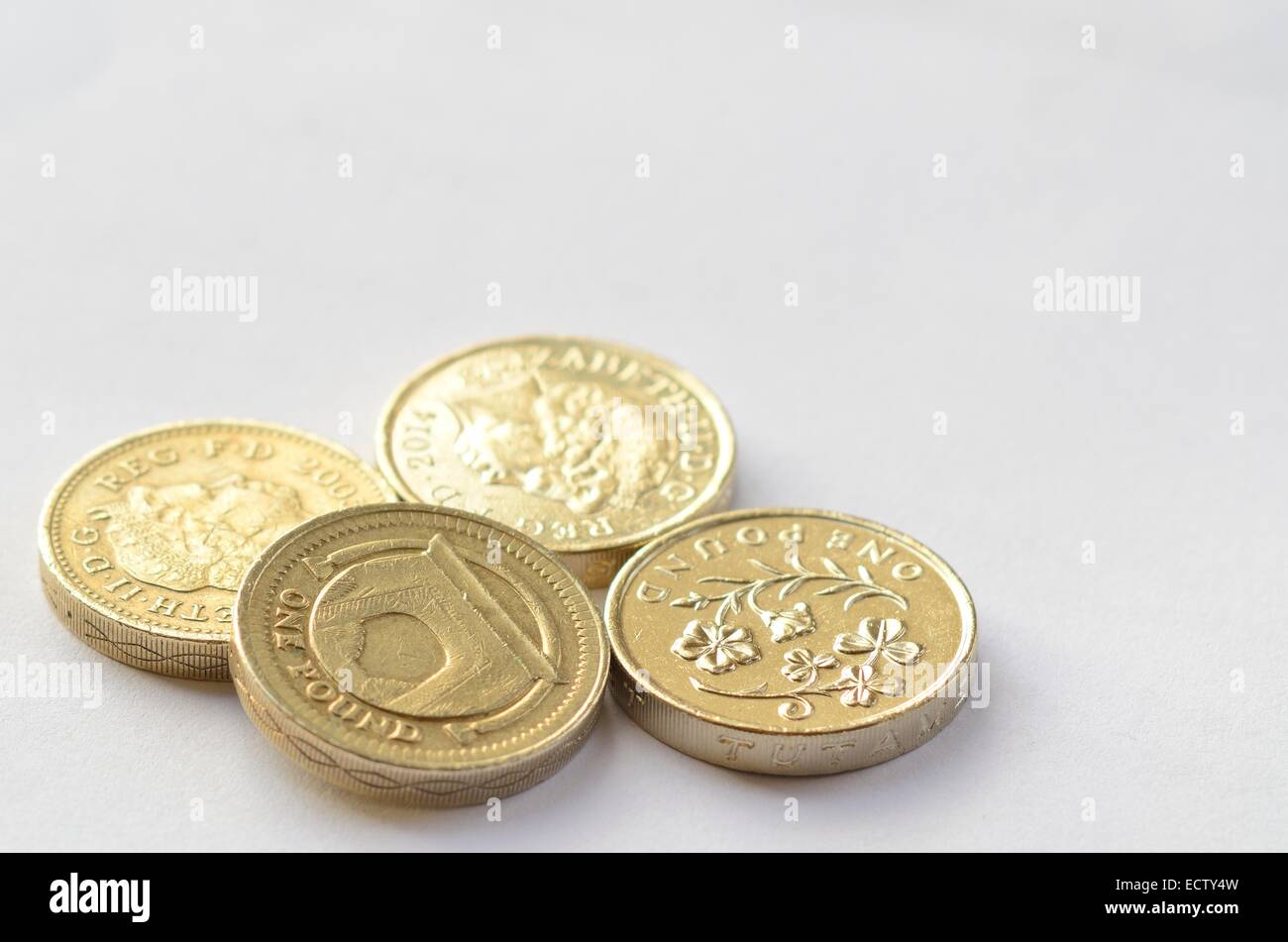 Britische Pfund-Münzen Geld Stockfoto