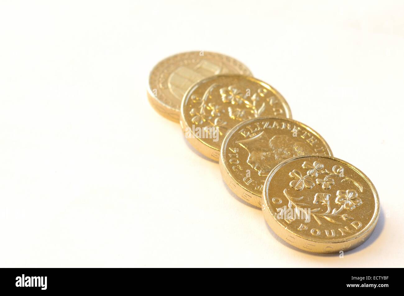 Britische Pfund-Münzen Geld Stockfoto