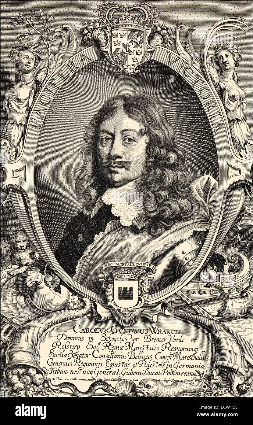 Porträt von Carl Gustaf Wrangel, 1613-1676, einem schwedischen Adligen, Staatsmann und Feldherr im Dreißigjährigen Krieg, herrsche Stockfoto