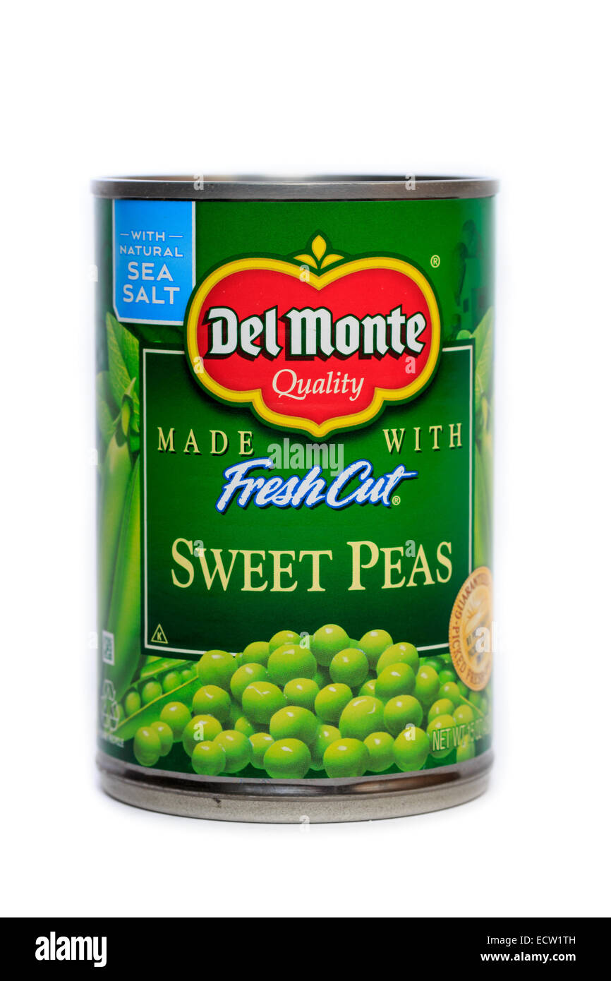 Del Monte Foods aus der Dose frisch geschnittenen Zuckererbsen Stockfoto