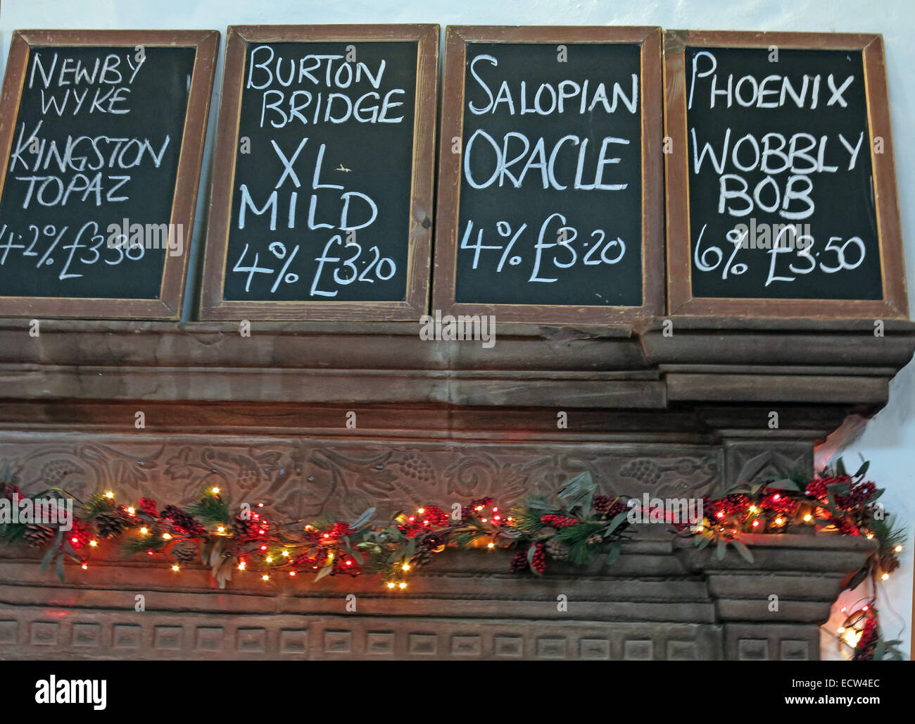 Die Brauerei tippen, Liste der Biere, Chester, untere Brücke St, Cheshire, England, UK Stockfoto