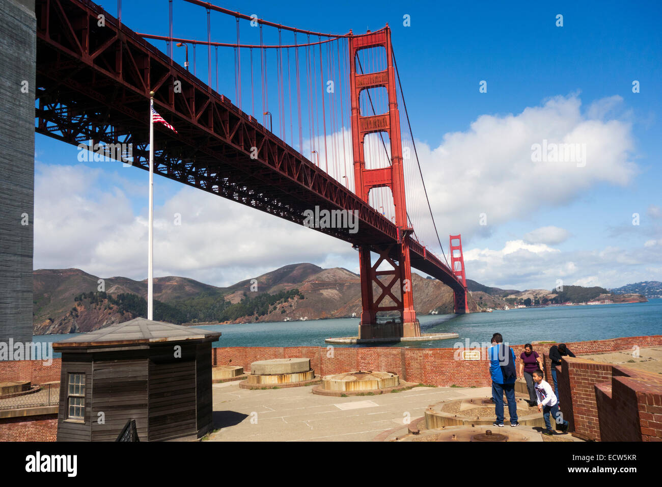 Fort Point unter der Golden Gate Bridge in San Francisco CA Stockfoto