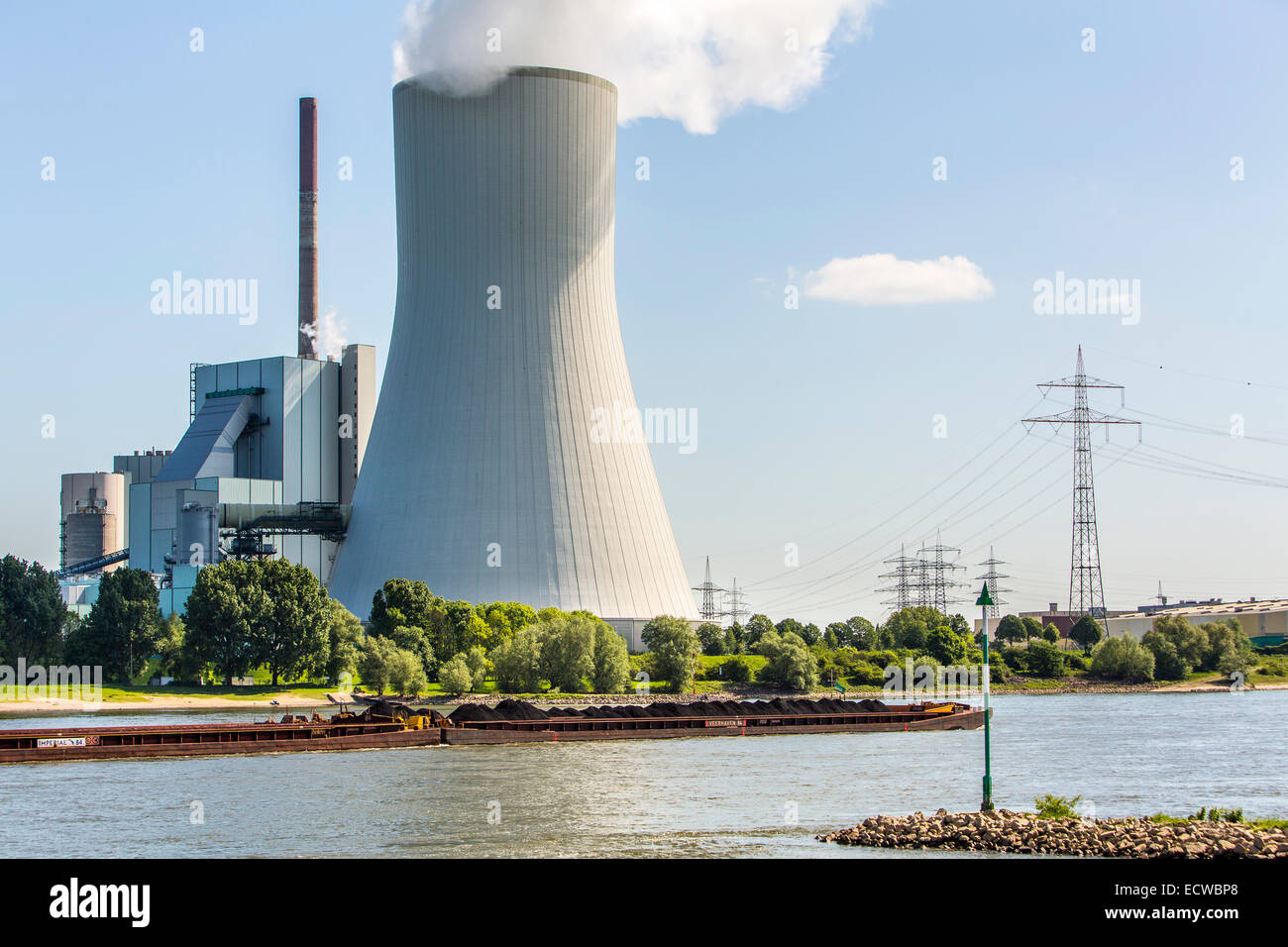 STEAG Kohlekraftwerk Walsum auf dem Rhein bei Duisburg, riesigen Turm Kühlblock 10, Stockfoto