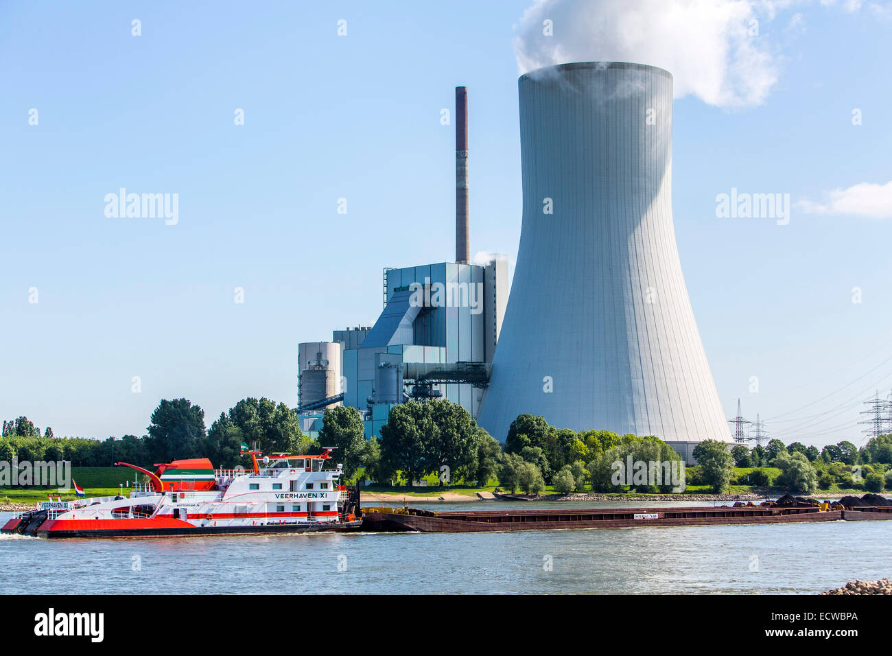 STEAG Kohlekraftwerk Walsum auf dem Rhein bei Duisburg, riesigen Turm Kühlblock 10, Stockfoto