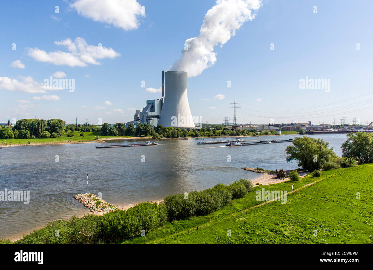 STEAG Kohlekraftwerk Walsum auf dem Rhein bei Duisburg, riesigen Turm Kühlblock 10, Stockfoto