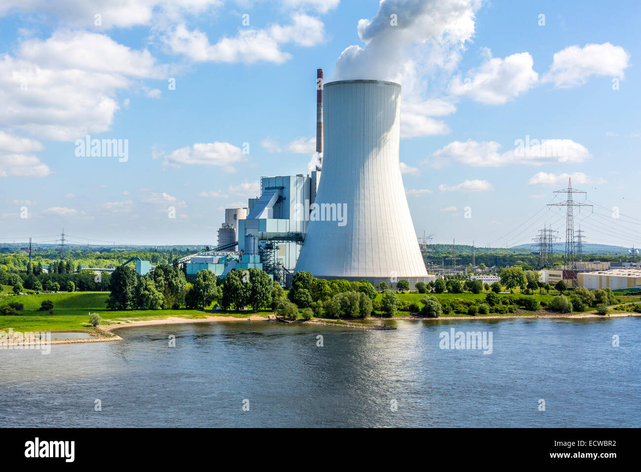 STEAG Kohlekraftwerk Walsum auf dem Rhein bei Duisburg, riesigen Turm Kühlblock 10, Stockfoto