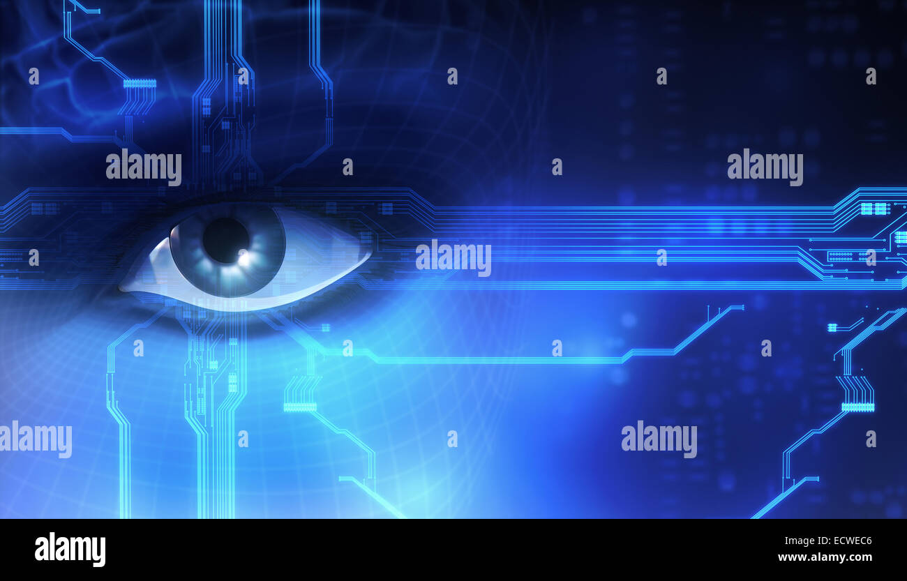 3D Auge mit Platine. Stockfoto