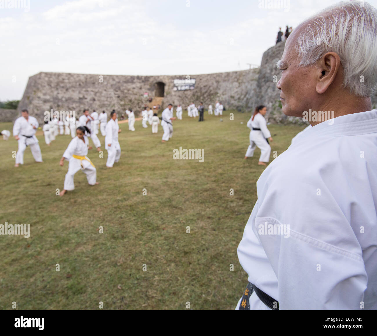 100 Kata Karate-Tag 2014 an Zakimi Burg Weltkulturerbe, Okinawa, Japan Stockfoto