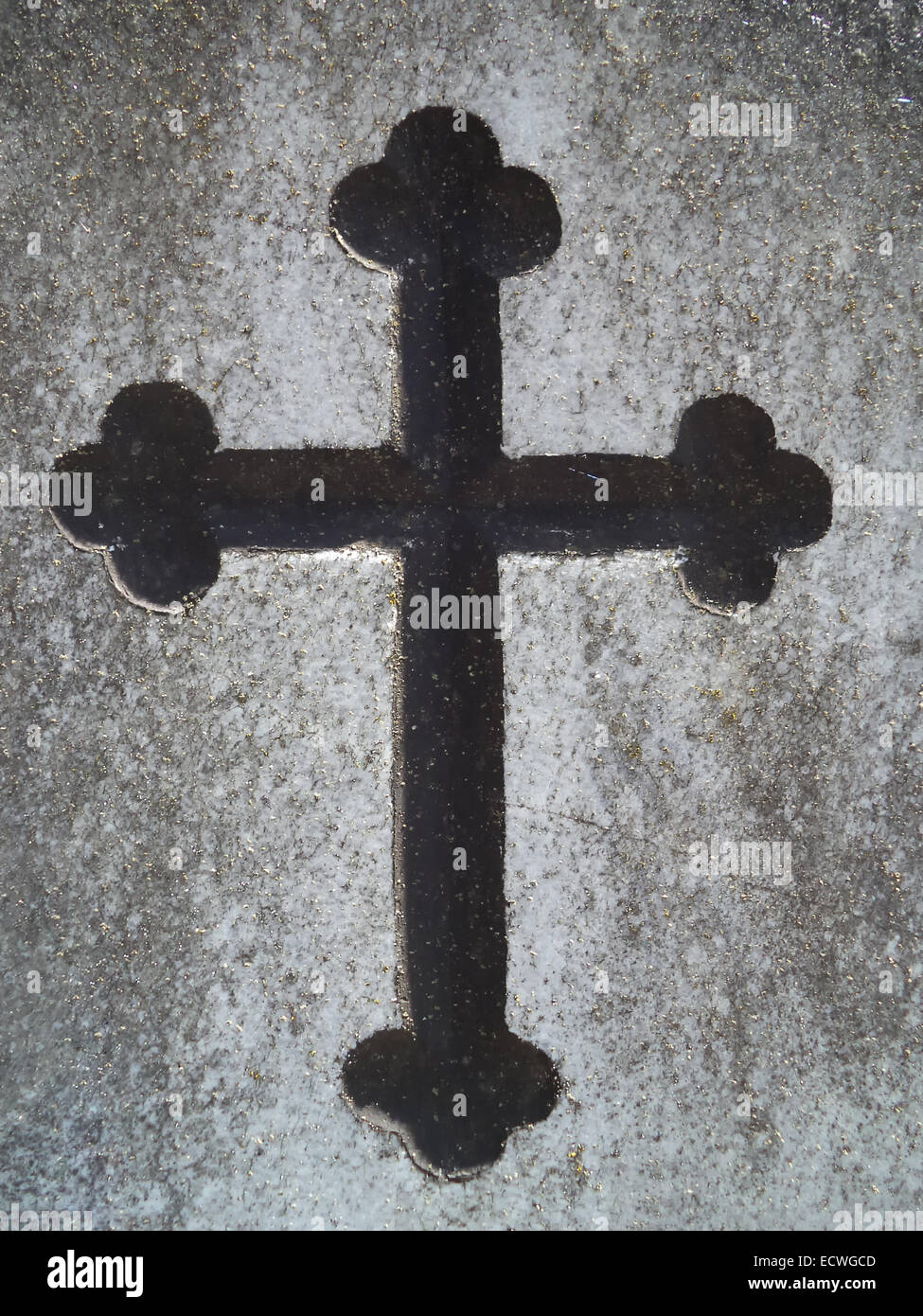 Kreuz Friedhof Marmor im Alter, symbol Stockfoto