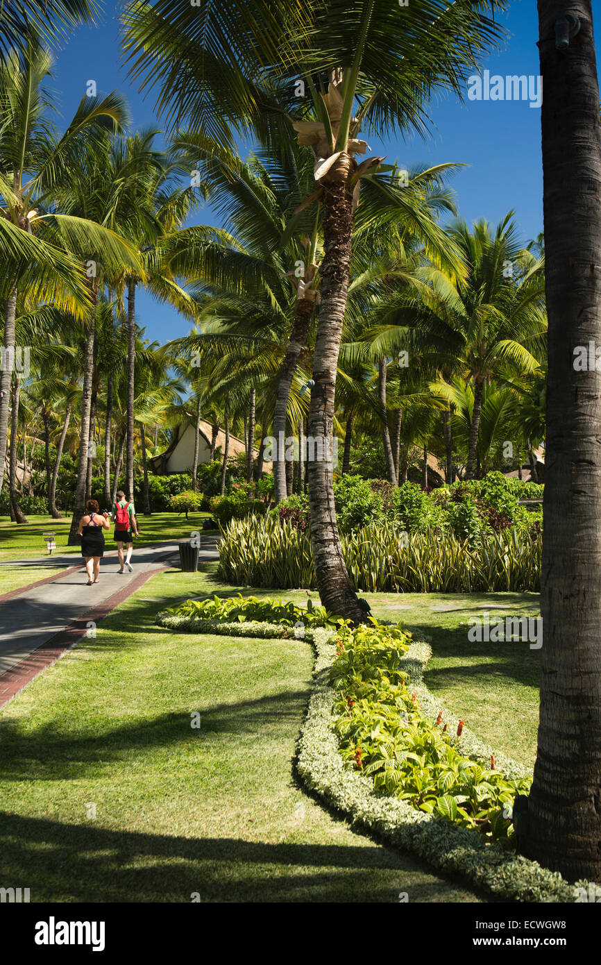 Mauritius, Flic En Flac, La Pirogue tropischen Hotelgarten Stockfoto