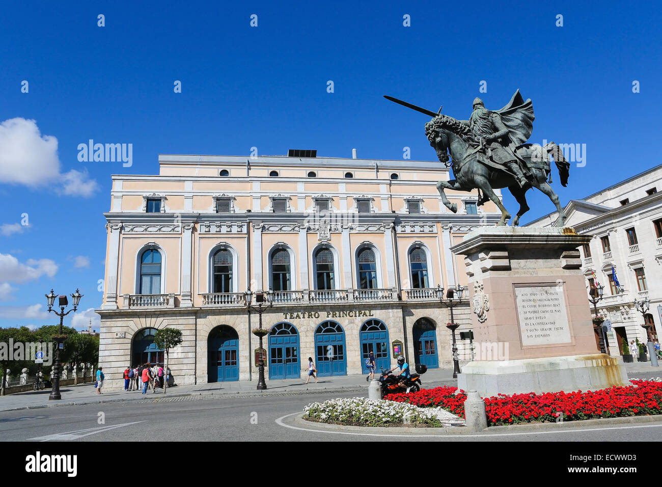 BURGOS, Spanien - 13. August 2014: Berühmte Reiterstatue von El Cid in Burgos, Kastilien, Spanien. Stockfoto