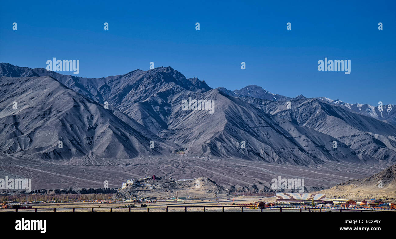 Leh-Szene vom Flughafen, Leh, Ladakh, Nord-Indien Stockfoto