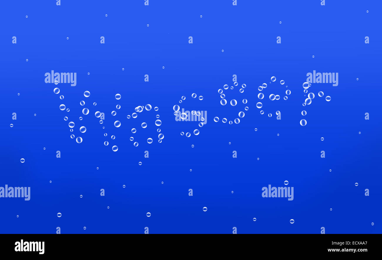 frische blaue Wasser Hintergrund- und Textfarbe mit bubbles Stockfoto