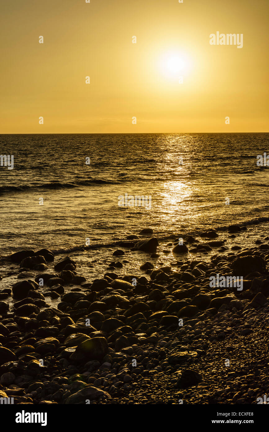 Gran Canaria - Maspalomas, Paseo Maritim, Promenade und Strand. Sonnenuntergang. Stockfoto