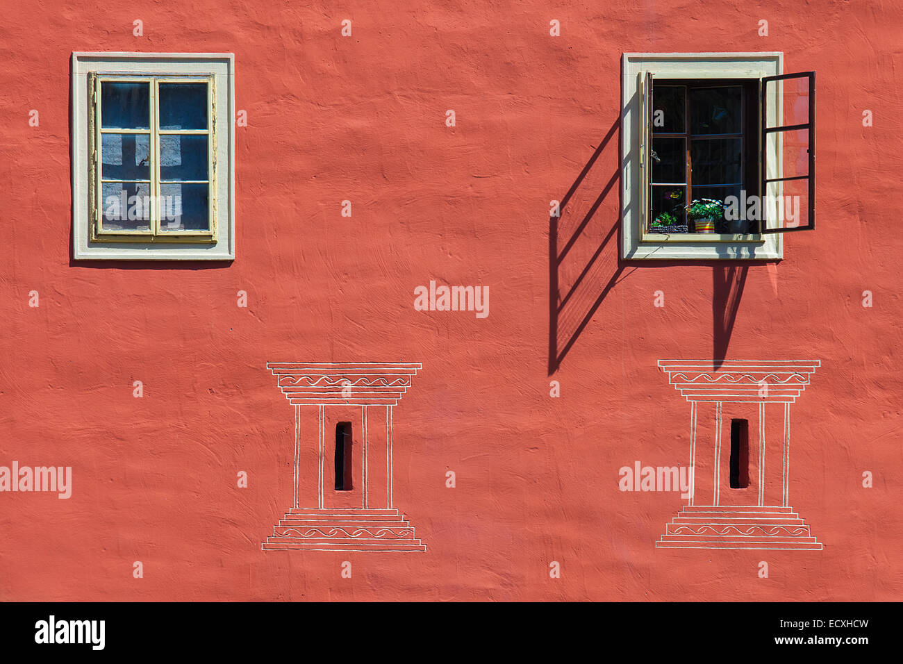 Windows Cervena Lhota Burg, Tschechien Stockfoto