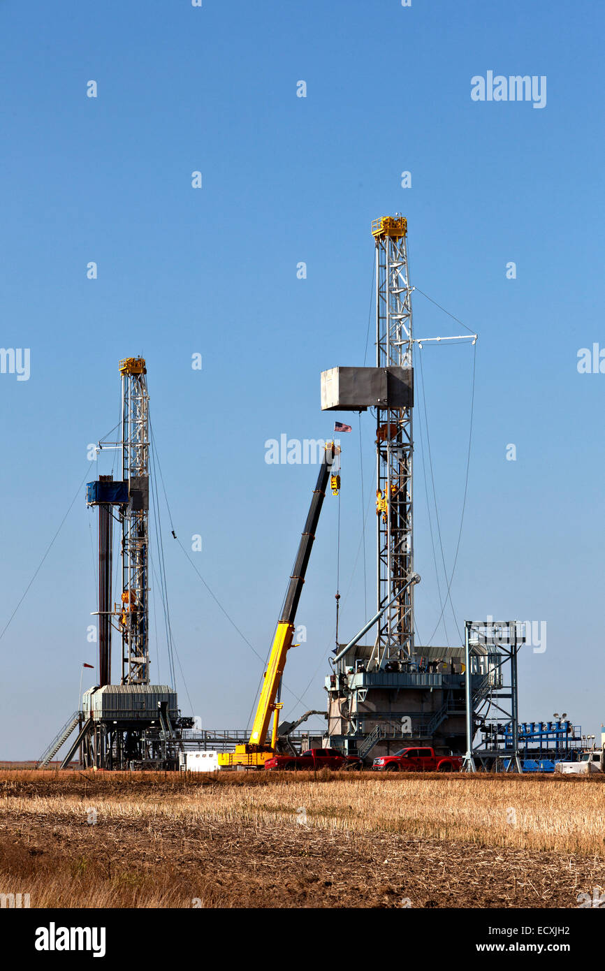 Flex-Bohrgeräte in Betrieb, Williston Becken. Stockfoto