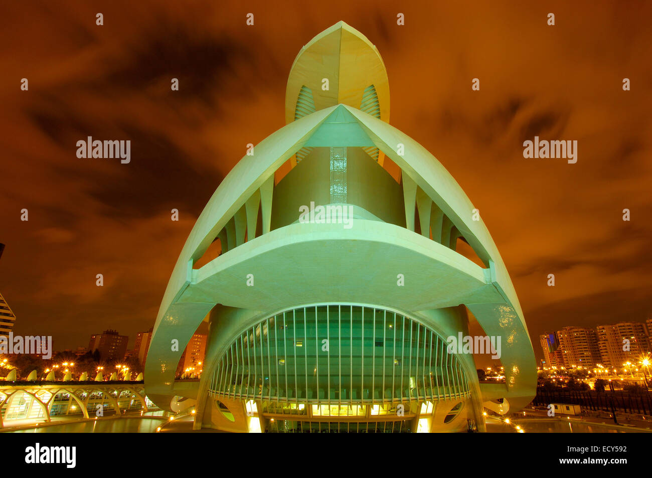 Palast der Künste Reina Sofia, von S. Calatrava, Stadt der Künste und Wissenschaften, Comunidad Valenciana, Valencia, Spanien, Europa Stockfoto