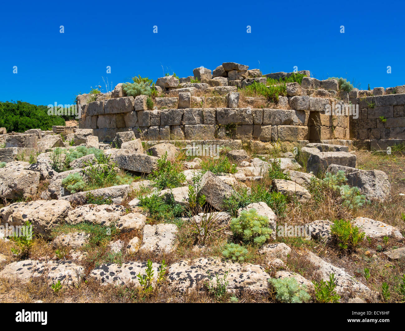 Ruinen der Tempel der Hera, Tempel C und G von Zeus Ehefrau Hera oder Juno, Selinunte Marinella, Sizilien, Italien Stockfoto